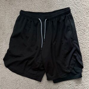 Black 2 layer Men's Athletic Shorts